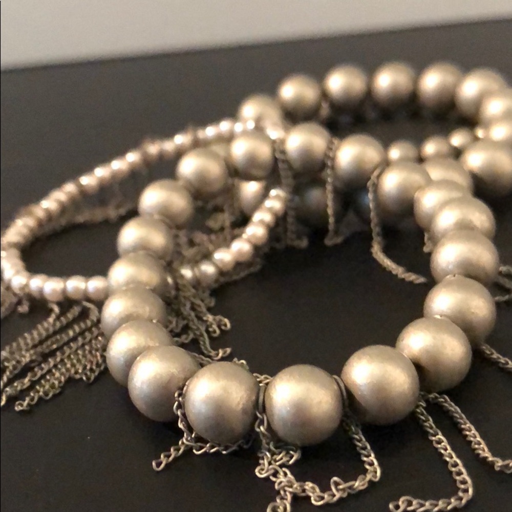 NWOT SILVER PEARL BRACELETS W/SILVER TONE CHAINS - Picture 3 of 7